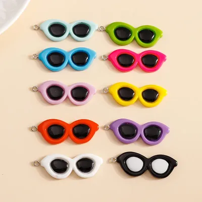 Plastic Cartoon Cool Sunglasses Charms Pendants for DIY Jewelry Making Accessories Handmade Keychain Bracelet Earring Charms