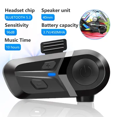 Bluetooth 5.3 Wireless Motorcycle Helmet Headset Hands-free Call Phone Motorcycle Waterproof