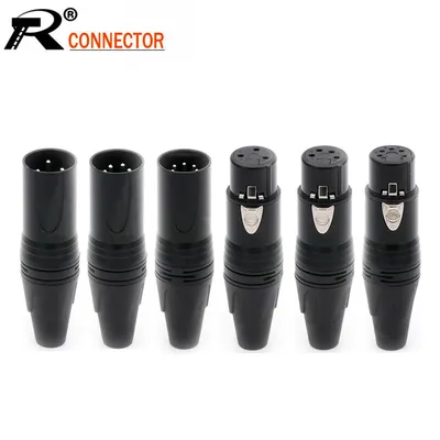 10pcs/lot 3/4/5pin XLR Connector Male/Female XLR Plug Jack Socket Microphone MIC Cable Audio Cable