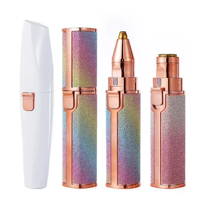 2 IN 1 Rechargeable Epilator Electric Eyebrow Trimmer Female Body Facial Lipstick Shape Hair Removal