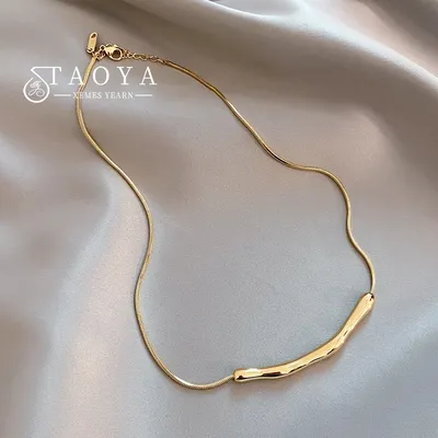 European and American Fashion Simple Stainless steel Gold Color Collarbone Chain For Women’s Fashion