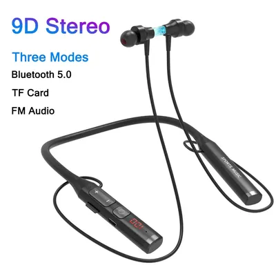 Wireless Headset Bluetooth 5.0 Earphone HiFi 9D Stereo Neck-Hanging Sport Headphone Support