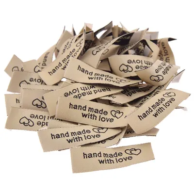 50pcs/pack Hand Made With Love Letter Washable Cloth Labels For DIY Sewing Accessories Women Garment