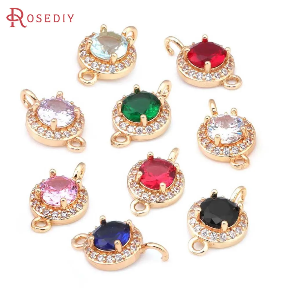4PCS 18K Gold Color 2 Holes Round Shape Connect Charms Pendants Necklace Earrings Diy Accessories Rosediy official-website