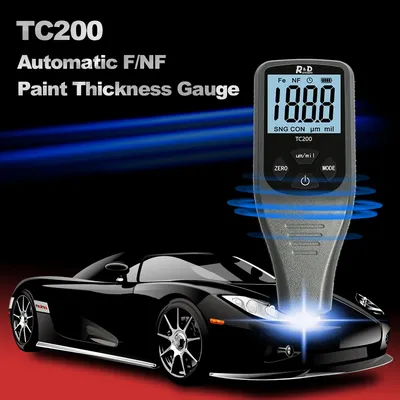 R&D TC200 Grey Car Paint Coating Thickness Gauge 0.1um/0-1500 Car Paint Film Thickness Tester
