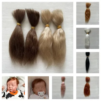 7 Colors Reborn Baby Doll Pure Mohair Dark Brown/ Golden/ White / Black Colors Hand Rooted Mohair