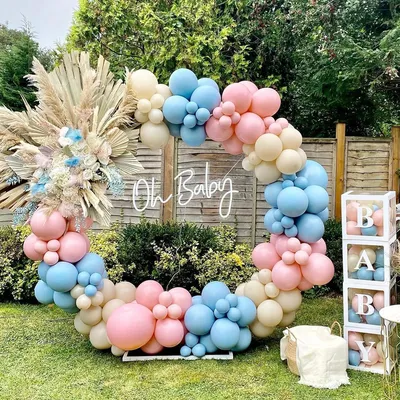 Shower Gender Revealing Balloon Decoration, Pink and Blue Latex Balloon Arch Set, Boys or Girls'