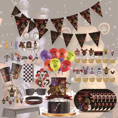 FNAF Birthday Party Decorations At Five Nights Balloons Disposable Tableware Plate Napkin Backdrop