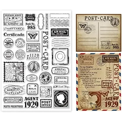Stamp Postmark Postcard Clear Stamps for DIY Scrapbooking Big Size Silicone Clear Stamp Seals for
