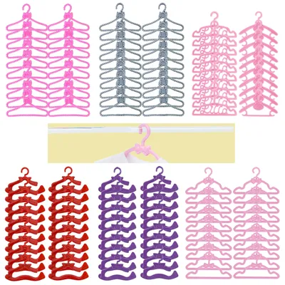20 Pcs / Lot Plastic Doll Hangers Cute Mini Mixed Style Dress Clothes Accessories for 11.5'' Doll