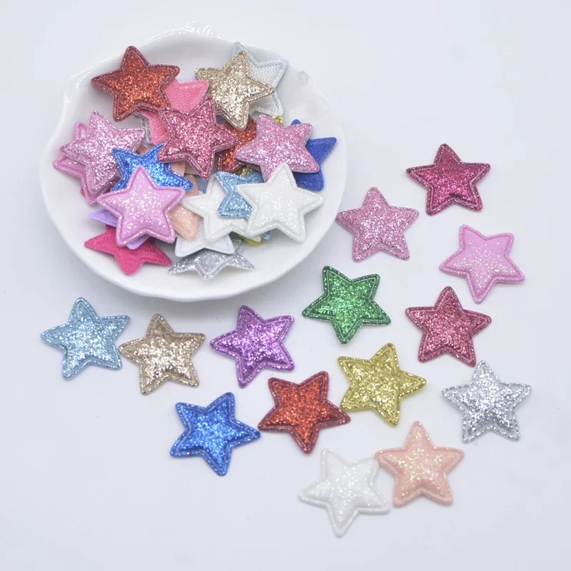 100Pcs 22mm Bling Star Applique Padded Patches for DIY Headwear Hair Clips Decor Clothes Hat Crafts Sewing Supplies
