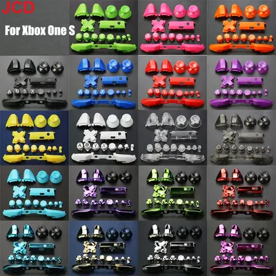 JCD 1set Full Chrome Button Replacement For Xbox One S Handle Dpad ABXY Trigger Grips stick Parts