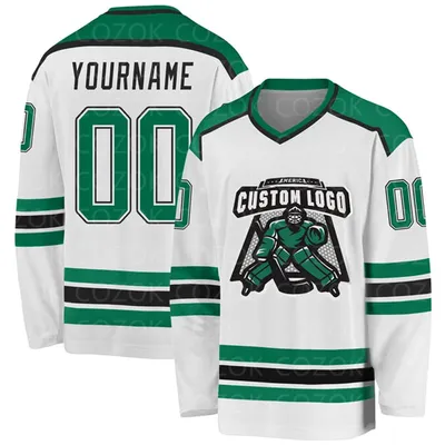Custom White Green Hockey 3D Print You Name Number Men Women Ice Hockey Jersey Competition Training