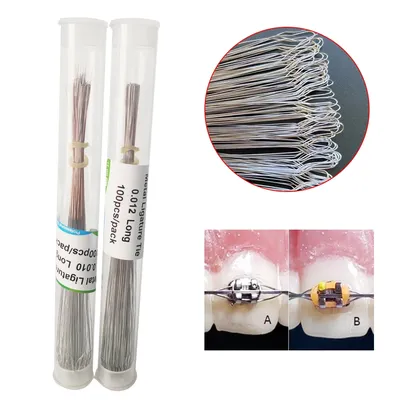 1Pack 100Pcs/Lot Orthodontic SS Long Preformed Ligature Ties