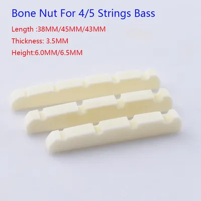 1 PieceReal Slotted Bone Nut For 4/5 Strings Bass (38MM/43MM/ 45MM * 3.5MM * 6MM )