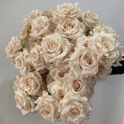 7Heads Roses Bouquet Artificial Flower Beige Ivory Vintage Rose Large Size Rose Living Room Dry