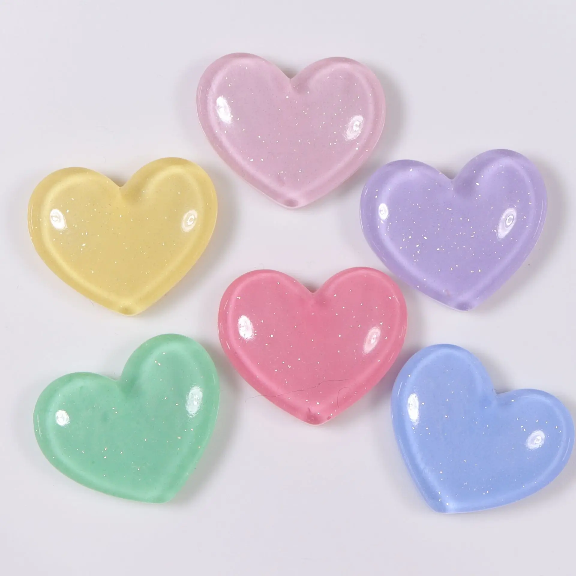 10 Pcs 10 Pcs New Shining Pink Heart Flat Back Resin Cabochon Scrapbooking DIY Jewelry Hairpin Craft Decoration Accessories A60