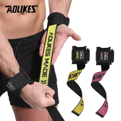 AOLIKES 1 Pair Gym Fitness Weight lifting Grip Straps Dumbbell Hand Grips Training Wrist Support