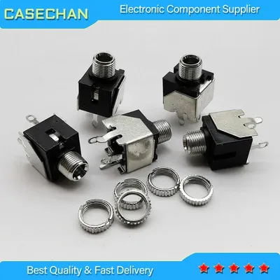10pcs earphone socket PJ-301BM with metal frame 3.5mm audio and video socket with full copper nut