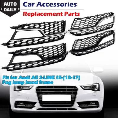 Fog Lamp Frame Grill Mesh Shell Bezel Glossy Black Honeycomb Hole Panel Fog Light Surround Cover Fit