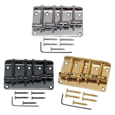 Adjustable 4 Strings Bass Bridge Tailpiece with Screws Electric Box Guitar Plate Instrument