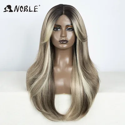 Noble Synthetic Lace Front Wig 26" Straight Ombre lace Wig Cosplay part Wig Blonde Wigs For Women