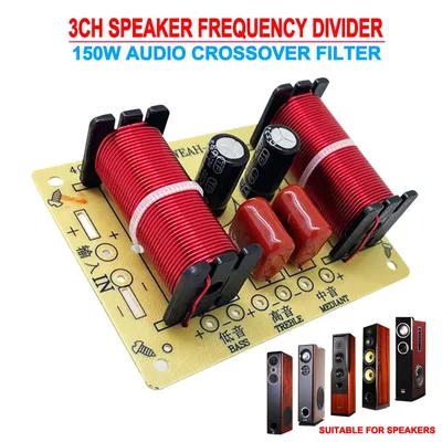 3 Way HiFi Speaker Frequency Divider 150W Audio Crossover Filter Treble Alto Bass Frequency Divider for Professional or Home Use