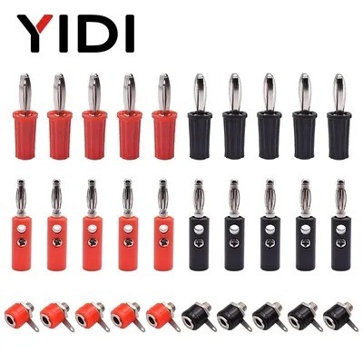 10pc 4mm Red Black Male Female Banana Plug Connector Audio Speaker Jack Amplifier Adapter Screw