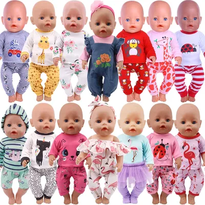 2 Pcs/Set Animal Pajamas Suit For 43 Cm Born Baby Reborn Doll Clothes Accessories 18 Inch Doll Girls