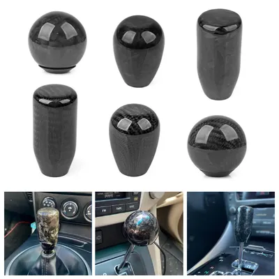 JDM Style Universal Oval/Sphere Carbon Fiber Manual Gear Shift Knob With 3 Adapter for Most Car