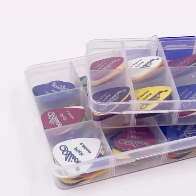 10/30/50 Pcs Plectrum Set with Box 0.58-1.5mm Electric Acoustic Guitar Picks Mixed Sized Kit Holder