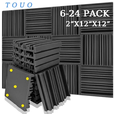 TOUO Broadband Soundproof Foam 6 12 24 Pc Sound Absorber Wall Foam Acoustic High Density Studio Foam