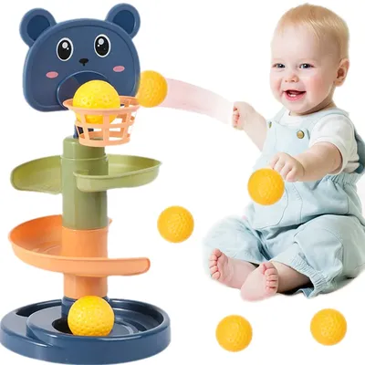 Baby Activity Toys Rolling Ball Pile Tower Rotating Track Ball Tower Early Education Educational