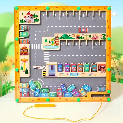 Montessori Magnetic Alphabet Maze Letter Puzzle Gifts for Kids Parking Lot Puzzles for Children