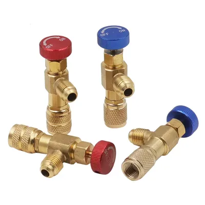 1Piece Air Conditioning Refrigerant Safety Valve R410A R22 1/4 " Refrigeration Charging Safety Liquid Adapter Hand Tool Parts