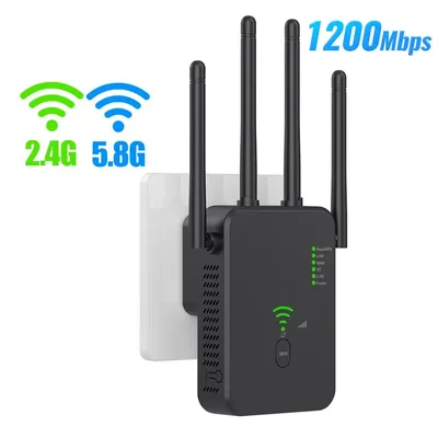 Wireless 5G WiFi Repeater 1200Mbps Router Wifi Booster Dual Band Long Range Extender 5Ghz Wi-Fi