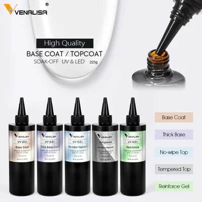 Venalisa 30ml/225g Nowipe Topcoat Soak Off LED UV Nail Gel Polish Tempered Diamond Top Thick Base