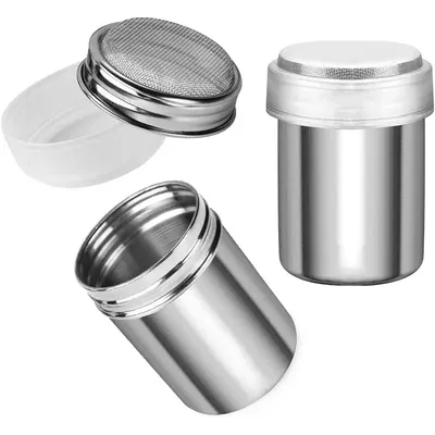Stainless Steel Cocoa Flour Coffee Sifter Flour Sugar Icing Mesh Sifter PowderSpreading Tank for