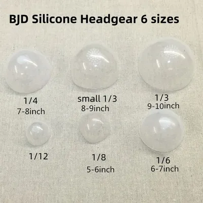 Doll Accessories Headgear for 1/3 1/4 1/6 1/8 1/12 BJD Silicone Headgear for BJD Doll 6 Sizes Silica Gel Hair Wigs Cover