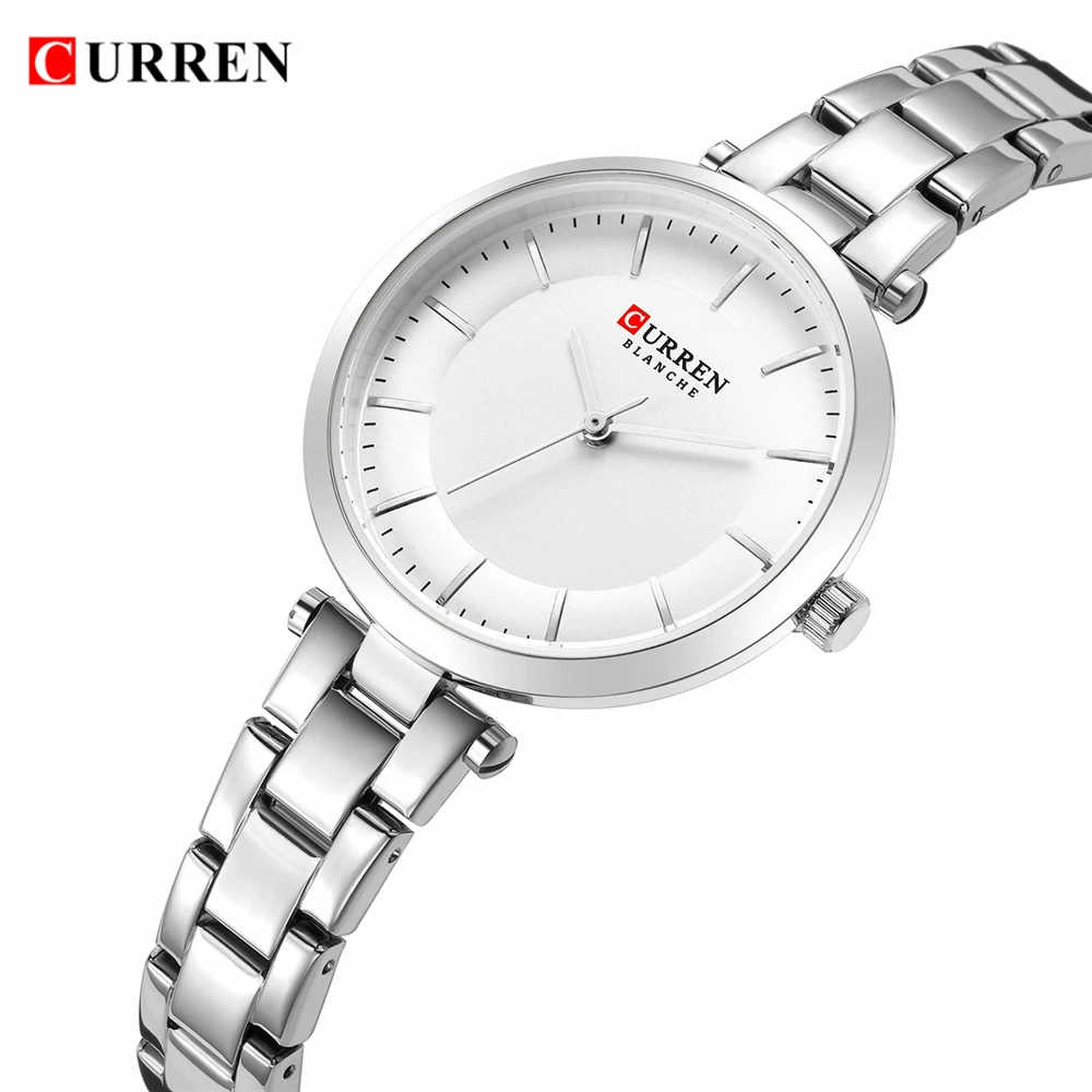 CURREN Women Watch Rhinestone Fashion Quartz Mesh Steel Watch for Women Causal Blue Ladies Watch bayan kol saati Luxury Clock