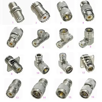 1Pcs Adapter UHF PL259 SO239 to UHF / N Male Plug & Female Jack Straight & Right Angle & Flange & T