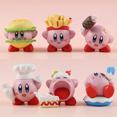 6pcs/set Kirby Cake Decoration Food Vinyl Doll Figure Toys