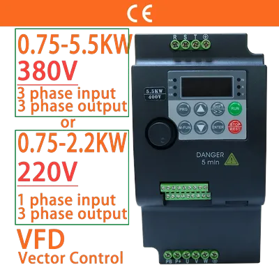 380V or 220V VFD Variable Frequency Drive Vector Control Converter Inverter 0.75/1.5/2.2/3.7/4/5.5