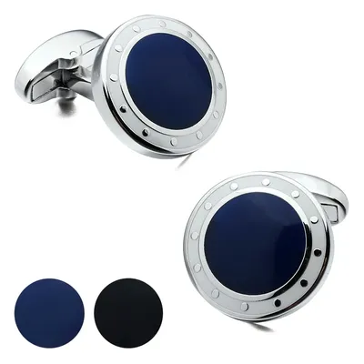 HAWSON Luxury Cufflinks for men, Blue and Black designer French cuff accessories, Father's Gift