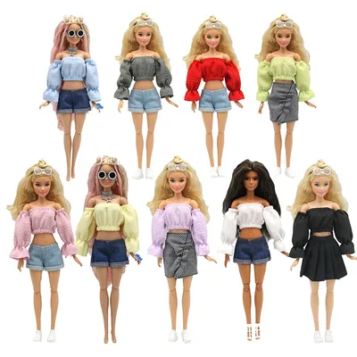 1/6 BJD Doll Clothes For 30cm Doll Outfits Puff Sleeve Shirt Skirt Shorts Clothes 11.5" Dollhouse