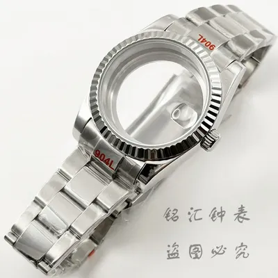 36MM/40MM NH35 Silver Waterproof Sapphire Crystal Watch Case Stainless Steel Strap For NH36 NH34