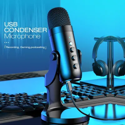 Haomuren USB Microphone for PC Mac Gaming Recording Stream Podcast, Computer Condenser Mic with