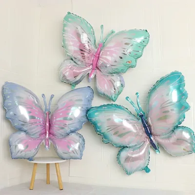 Newest Butterfly Birthday Balloon Set Blue Green Purple Foil Ball Baby Shower Helium Balloon