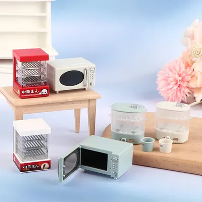 1:12 Dollhouse Miniature Micro-wave Oven Bread Cabinet Steam Box Household Electric Model Decor Toy