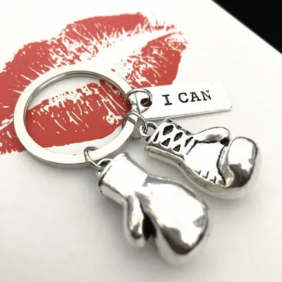 I Can Boxing Glove Exercise, Fitness and Strength Training,Key Chains, Silver Color, Women Jewelry